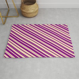 [ Thumbnail: Purple & Tan Colored Lines/Stripes Pattern Rug ]