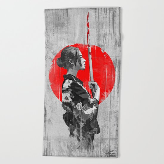 Samurai Girl Beach Towel
