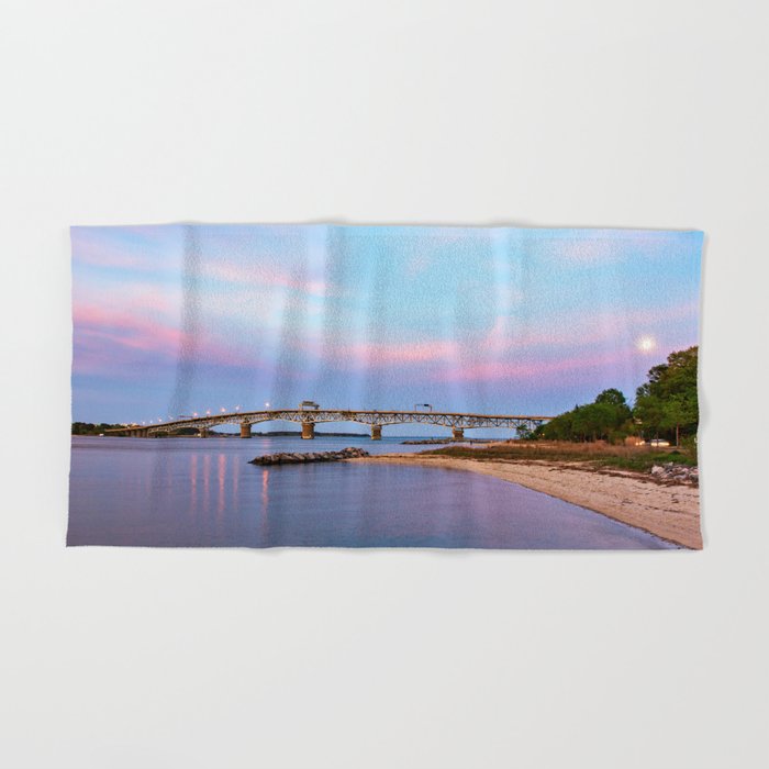 Pastel Sunset At Yorktown Beach Hand Bath Towel By Amjackphoto