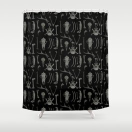 Animal Bones Black  Shower Curtain