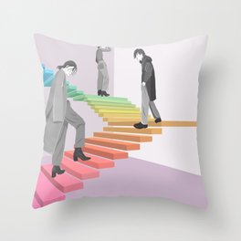 Rainbow Stairs Throw Pillow