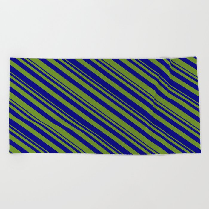 Green & Blue Colored Striped/Lined Pattern Beach Towel