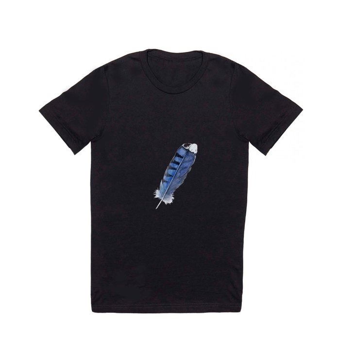 Blue Jay Feather , Blue Feather, Watercolor Feather, Watercolor painting by Suisai Genki T Shirt