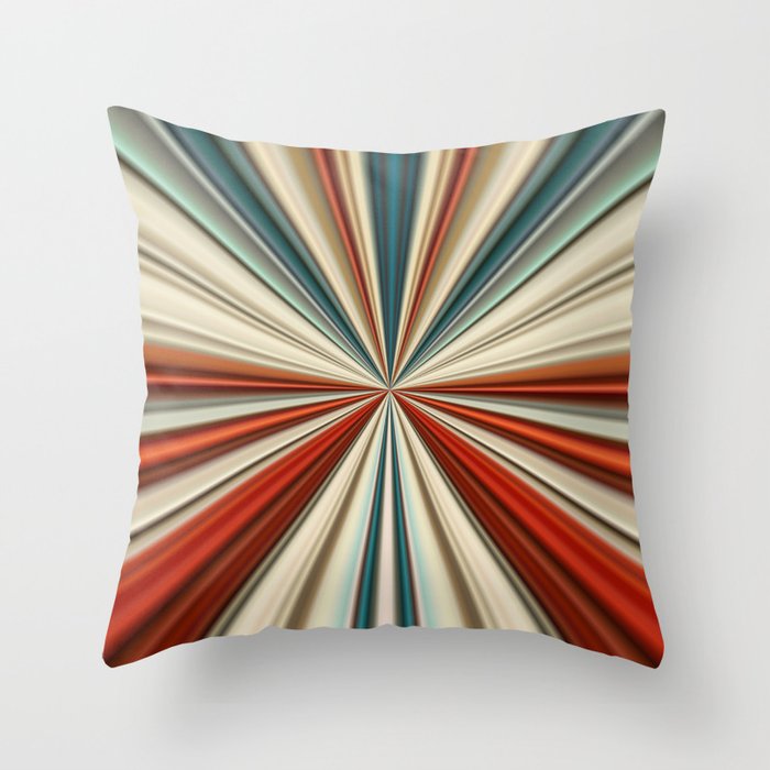 Conical Gradient Stripe Explosion Teal Copper Mix Throw Pillow