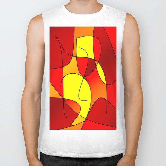 ABSTRACT CURVES #1 (Reds, Oranges & Yellows) Biker Tank