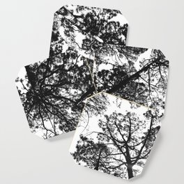 Forest landscape photography trees - black and white 1x1 Coaster