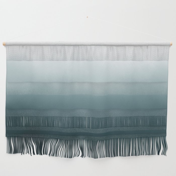 Boho Dip Dye Teal Blue Ombre Gradient Wall Hanging