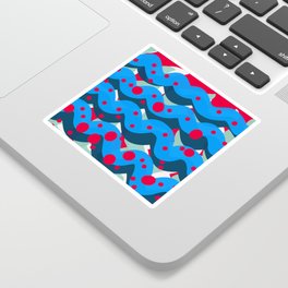 abstract pop art pattern design blue red Sticker