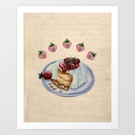 Vintage breakfast with strawberries Art Print