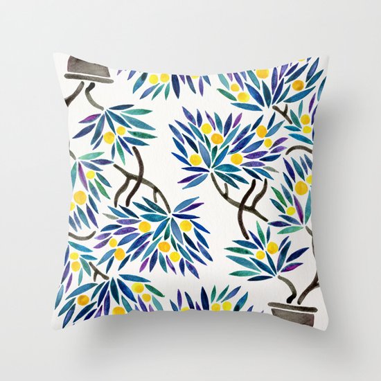Bonsai Fruit Tree – Lemons Throw Pillow