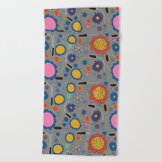 Blossom #3 gray Beach Towel