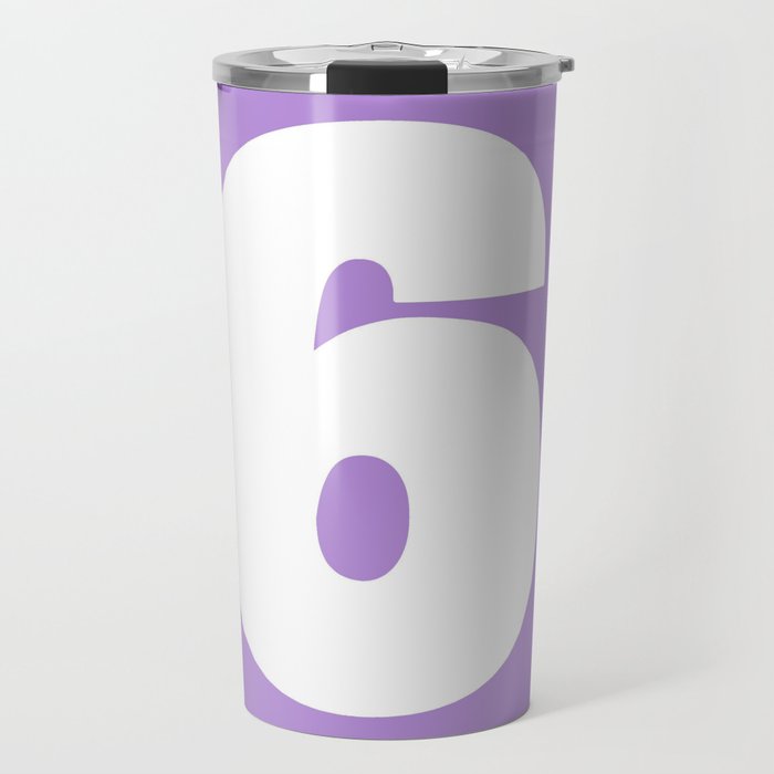 6 (White & Lavender Number) Travel Mug