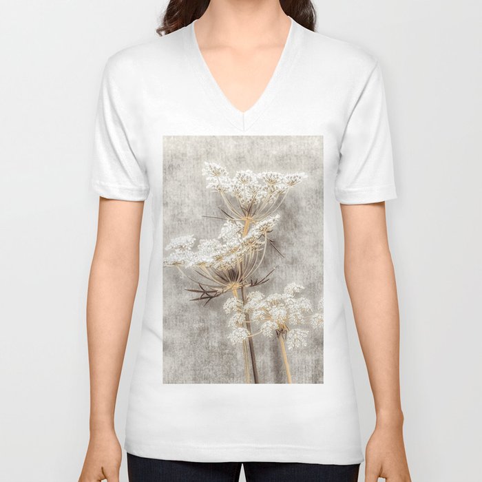 French Country Queen Anne's Lace V Neck T Shirt