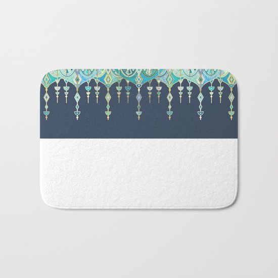 Art Deco Double Drop in Blues and Greens Bath Mat