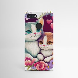 Feline Love: Designing Two Adorable Cats with Roses in a Heart Shape Android Case