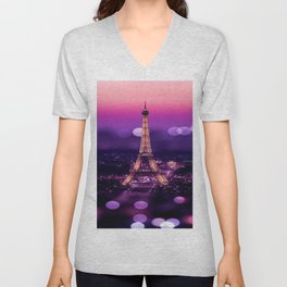 EIFFEL TOWER V Neck T Shirt | Bokeh, Film, Photo, Nightview, Digital Manipulation, Digital, Long Exposure, Eiffeltower, Bestgift, Homedecor 