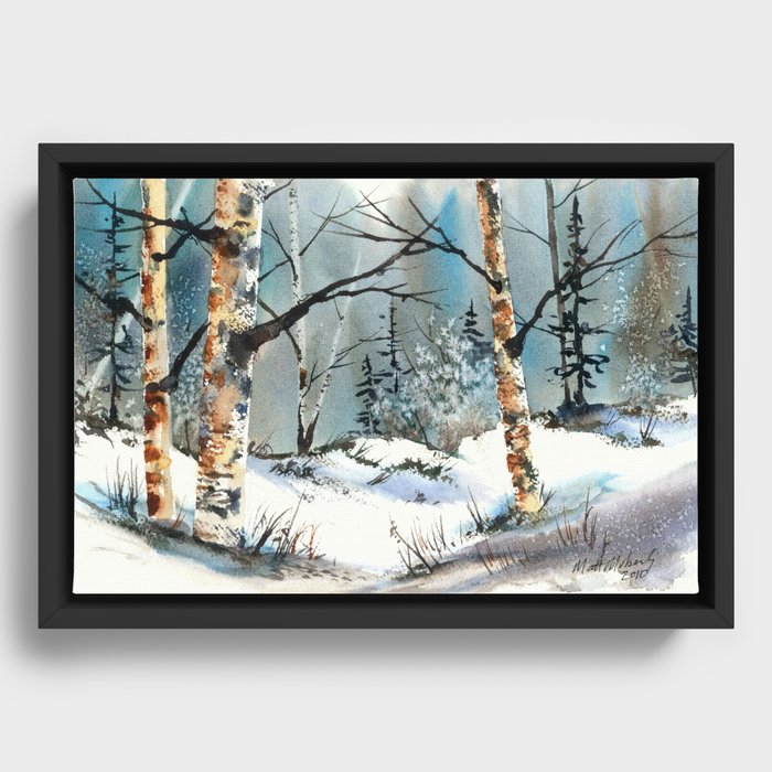 Winter Fields, from my watercolor painting Framed Canvas