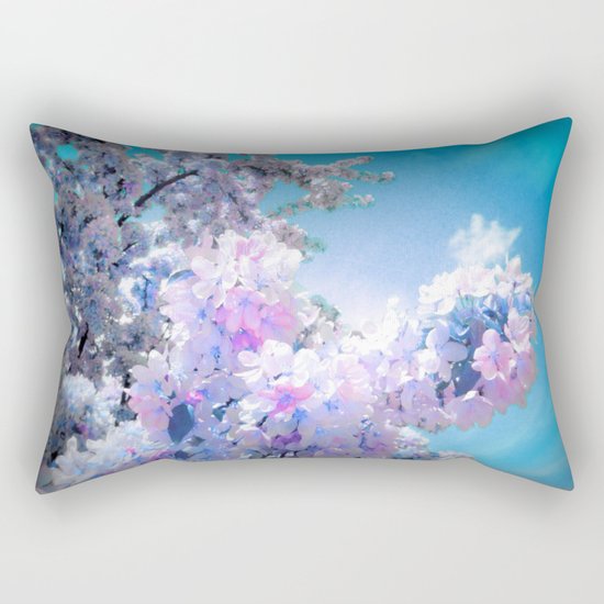 Lavender Teal Flowers Aqua Sky Rectangular Pillow