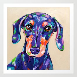 ORIGINAL Canvas Painting Kimpressions Dachshund Wiener DOG Art