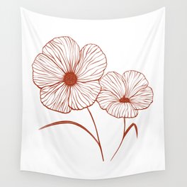 Flowers in Deep Red Wall Tapestry