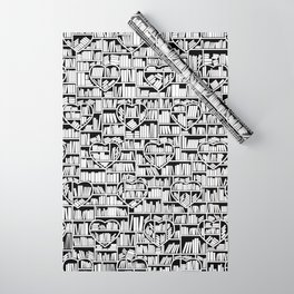 Book Lover Heart Library Pattern Wrapping Paper