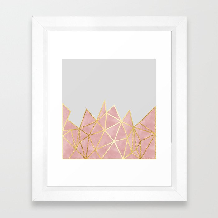 Pink & Gold Geometric Framed Art Print