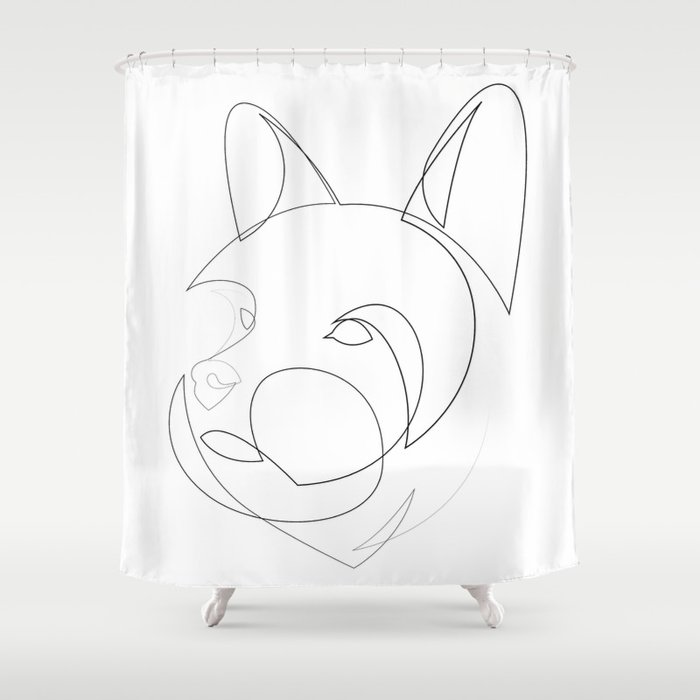 Yorkshire Terrier - one line drawing Shower Curtain