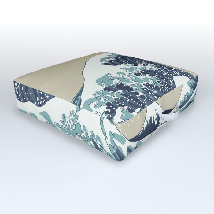 Great Wave with Mount Fuji 19th century japanese style woodblock design vintage illustration Outdoor Floor Cushion
