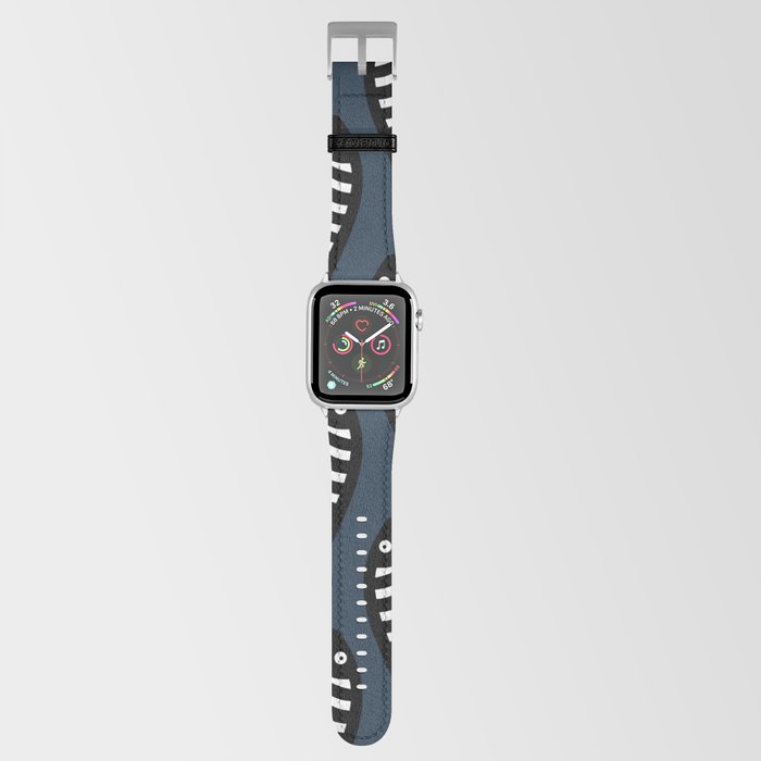 Abstract black and white fish pattern Dark blue Apple Watch Band