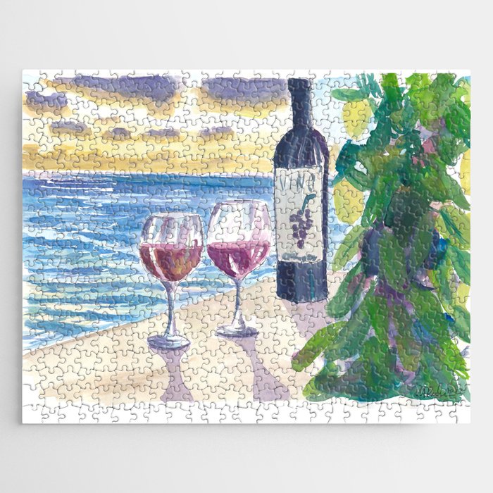 Romantic Evening with Wine for 2 with Sea View Jigsaw Puzzle