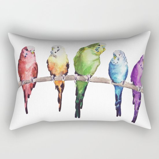Rainbow Budgie birds Rectangular Pillow
