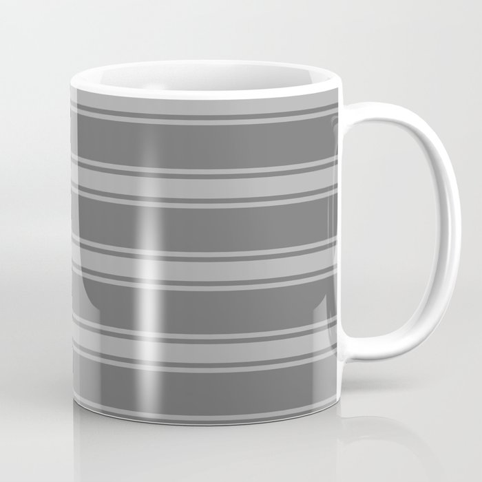Dim Grey and Dark Gray Colored Lined/Striped Pattern Coffee Mug