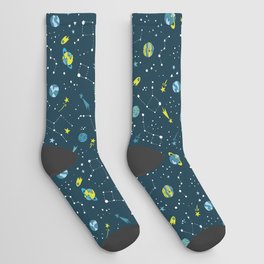Meteor Showers in Blue + Green Socks