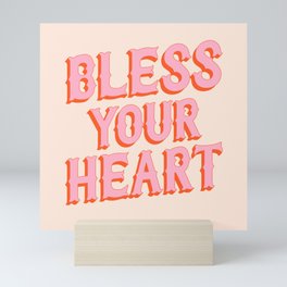 Southern Snark: Bless your heart (bright pink and orange) Mini Art Print