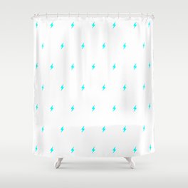 Aqua Blue Lightning Bolt Pattern Shower Curtain