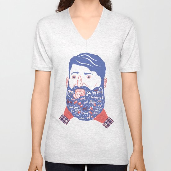 Animals in Beard Unisex V-Neck