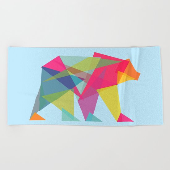 Fractal Bear - neon colorways Beach Towel