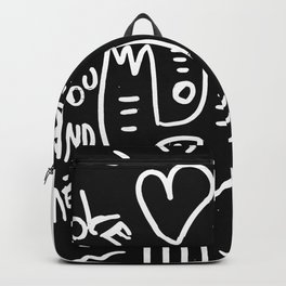 Love is You and Me Street Art Graffiti Black and White Backpack