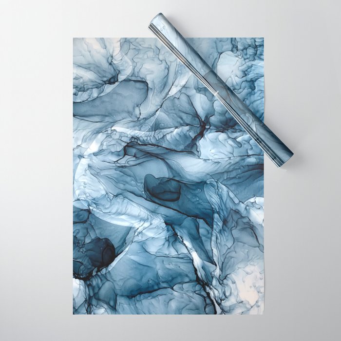 Churning Blue Ocean Waves Abstract Painting Wrapping Paper By