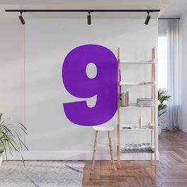 9 (Violet & White Number) Wall Mural