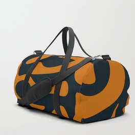 Abstract Mid century Modern Shapes pattern - Orange and Navy Duffle Bag