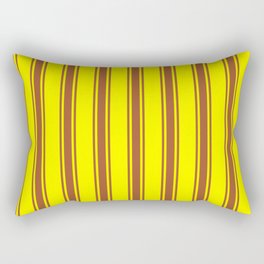 [ Thumbnail: Yellow and Sienna Colored Lined/Striped Pattern Rectangular Pillow ]