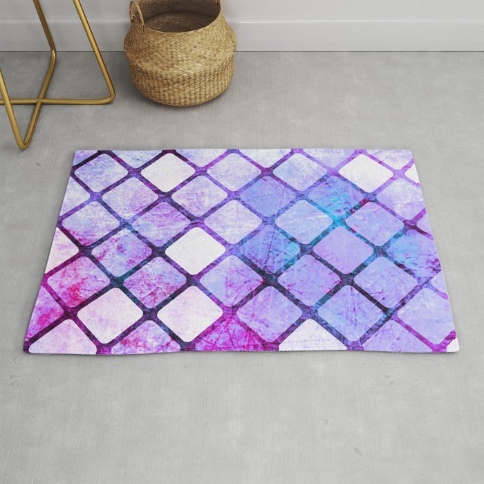Purple Tiled Geometric Design Rug