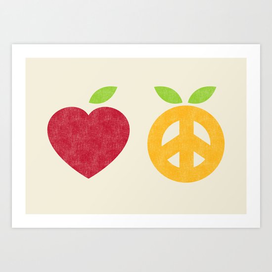 Apple and Orange - Love and Peace Art Print
