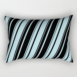 [ Thumbnail: Powder Blue and Black Colored Striped Pattern Rectangular Pillow ]