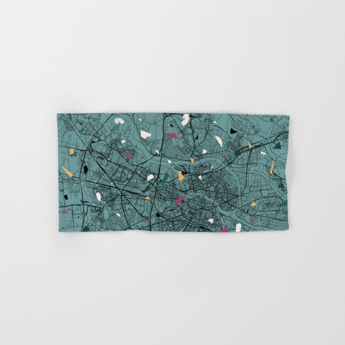 Wroclaw, Poland - Collage of city map and terrazzo pattern - contemporary Hand & Bath Towel