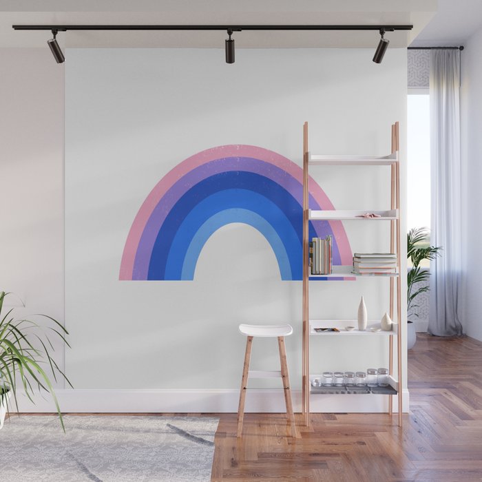 Rainbow vivid blues cute decor for kids room boys and girls nursery art Wall Mural
