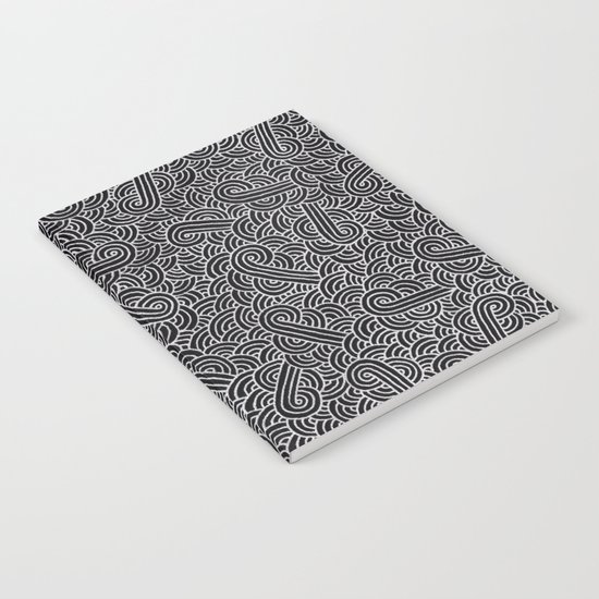 Black and faux silver swirls doodles Notebook