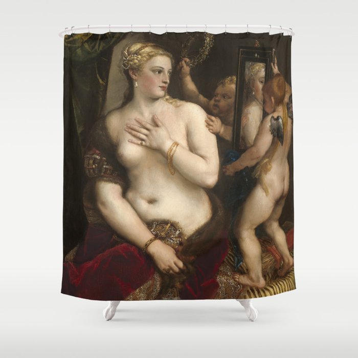 Titian Venetian,Fine ART,"Venus with a Mirror",anno1555, oil on canvaSWall Art Shower Curtain
