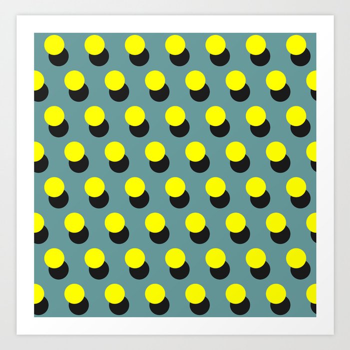 Yellow dots pattern on blue background Art Print